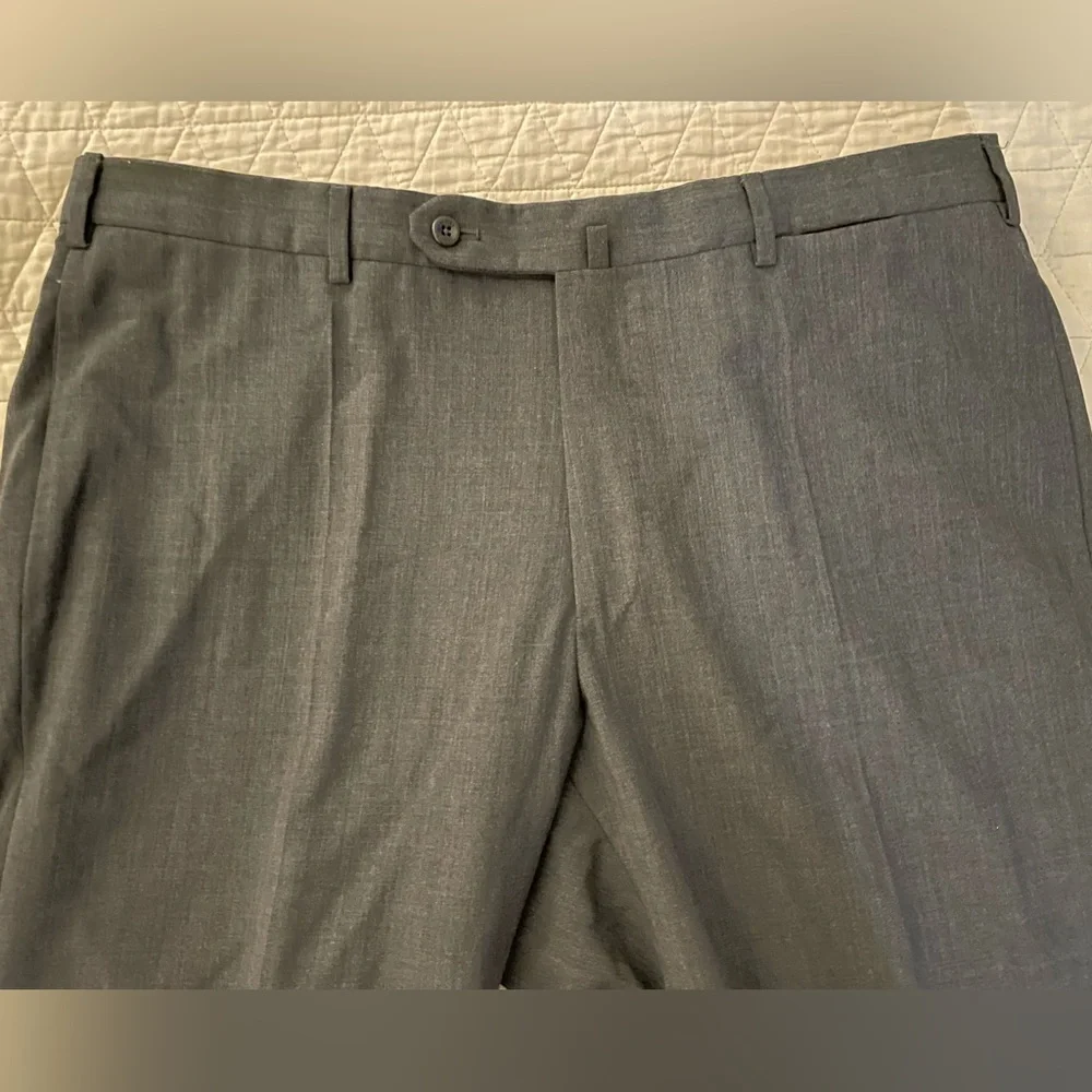 INCOTEX Made in Italy Super 120's Wool Flat Front Trouser‎ in Gray Size 38 $545